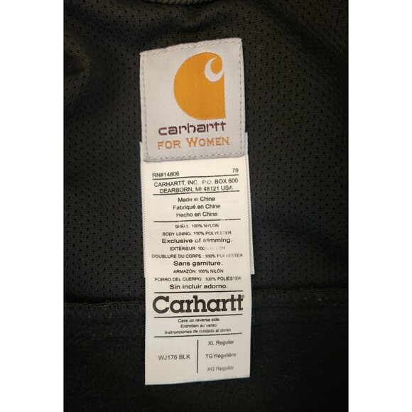 Carhartt Womens Jacket Softshell Fleece Lined Black Coat Extra Large Full Zip - Picture 4 of 13